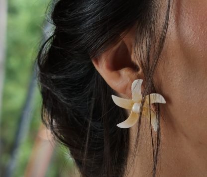 Boucles d'oreilles "Cœur de fleur" Ambre